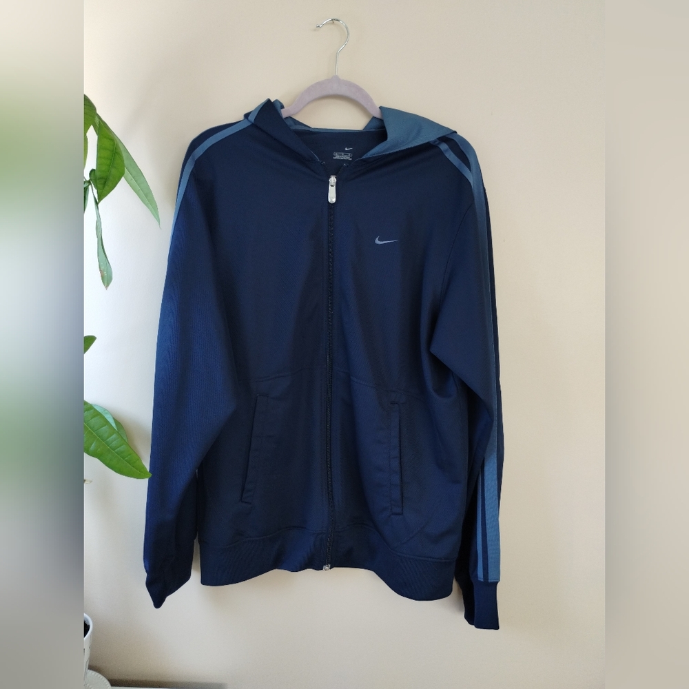 Nike Men's Navy Zip-Up Sweater Medium
